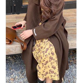 Floral V-neck A-line Midi Dress