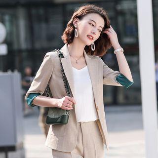 Contrast Color Blazer / Dress Pants / Set