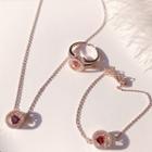 Heart Rhinestone Open Ring / Necklace / Bracelet
