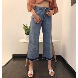 Fray Hem Wide-leg Jeans