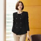 Tall Size Round-neck Jewel Buttoned Blouse