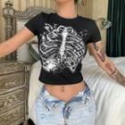 Bone-print Cropped T-shirt