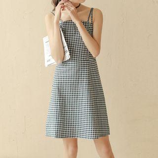 Plaid Double-strap A-line Dress