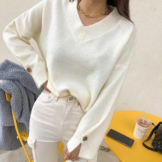 V-neck Slit-detail Sweater