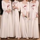 Floral Embroidered A-line Chinese Bridesmaid Dress (various Designs)