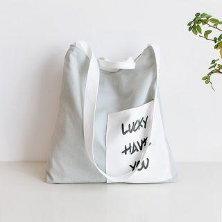 Print Canvas Shopper Bag With Shoulder Strap