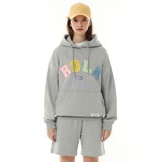Multicolor-embroidered Kangaroo-pocket Hoodie