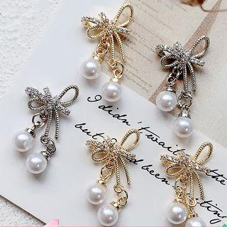 Butterfly Faux Pearl Rhinestone Nail Art Decoration