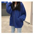 Pocketed Zip Up Knit Coat