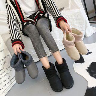 Knit Panel Snow Short Boots