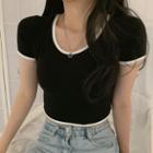 Short-sleeve Color Panel Round-neck T-shirt