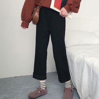 Lettering Pullover / Crop Straight Fit Pants