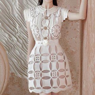 Sleeveless Lace Panel Cutout A-line Dress