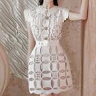 Sleeveless Lace Panel Cutout A-line Dress