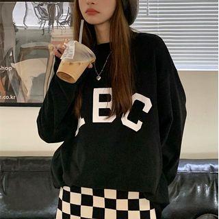 Mock-neck Letter Loose T-shirt