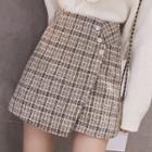 Asymmetric Plaid Woolen A-line Skirt