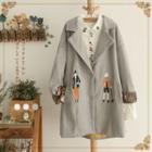Notched-lapel Embroidered Buttoned Coat