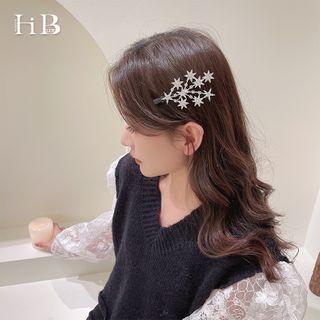 Star Rhinestone Hair Clip Silver Rhinestone - Black - One Size