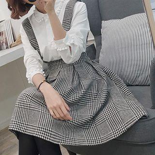 Long-sleeve Paneled Plain Blouse