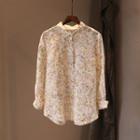 Long-sleeve Floral Shirt Floral - White - One Size