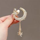 Moon & Star Faux Pearl Alloy Hair Clip Gold - One Size