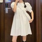 Set: Short-sleeve A-line Dress + Crossbody Bag