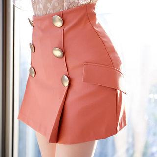 Metal-button Mini Skort