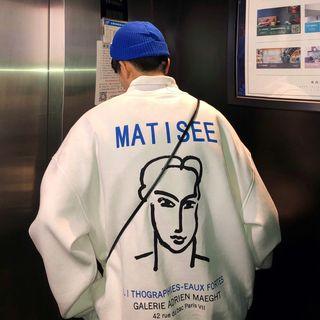 Mock-neck Face Print Sweatshirt