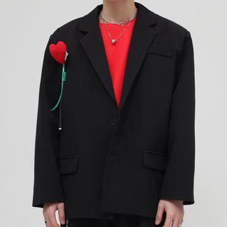 Heart Accent Single-breasted Blazer