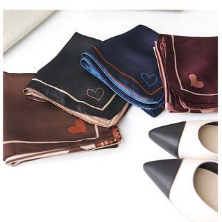 Heart Print Satin Neck Scarf