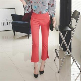 Cropped Slit-hem Straight-cut Pants