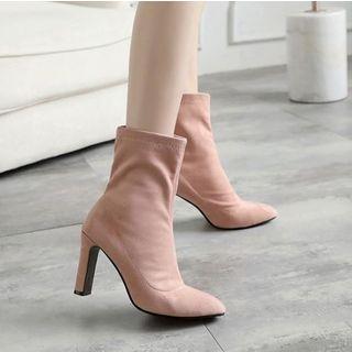 Faux Suede Pointed High-heel Short Boots