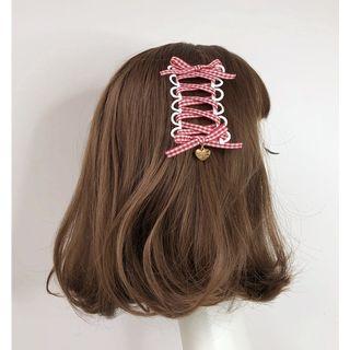 Plaid Ribbon Lace Up Hair Clip