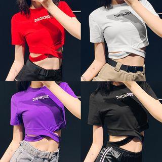 Cutout Printed Crop T-shirt