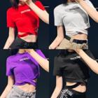 Cutout Printed Crop T-shirt