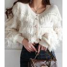 Faux-pearl Detail Fringed Cardigan
