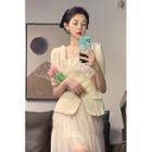 Short-sleeve Blazer / Mesh Mini A-line Skirt