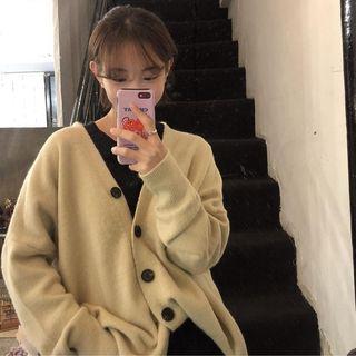 V-neck Knit Cardigan As Shown In Figure - One Size