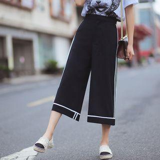 Contrast Stripe Wide-leg Pants