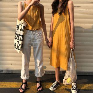 Plain Camisole Top / Midi Spaghetti Strap Dress
