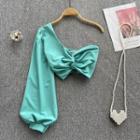 Lantern-sleeve One-shoulder Blouse