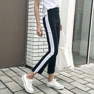 Contrast Trim Cropped Boot Cut Pants