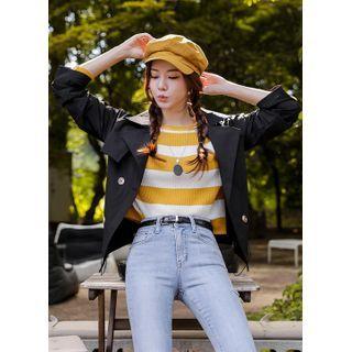 Flap Drawstring Trench Jacket