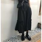 High-waist Ruffle Semi Skirt Black - One Size