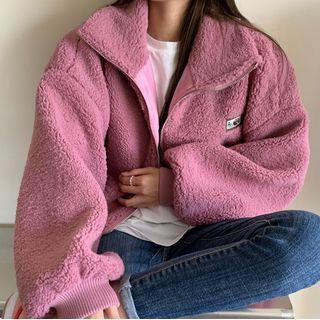 Zip Fleece Jacket Pink - One Size