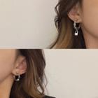 Non-matching Alloy Padlock Dangle Earring Open Hoop Earring 1 Pair - 925 Silver Needle - Asymmetric - One Size