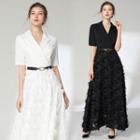 Short-sleeve A-line Maxi Evening Dress