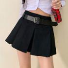 Set: Pleated Mini Skirt + Belt
