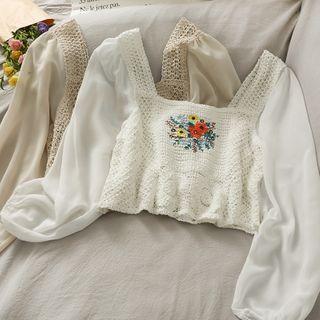 Patchwork Embroidered Crop Blouse