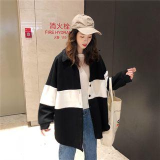 Color Block Knit Long-sleeve Shirt